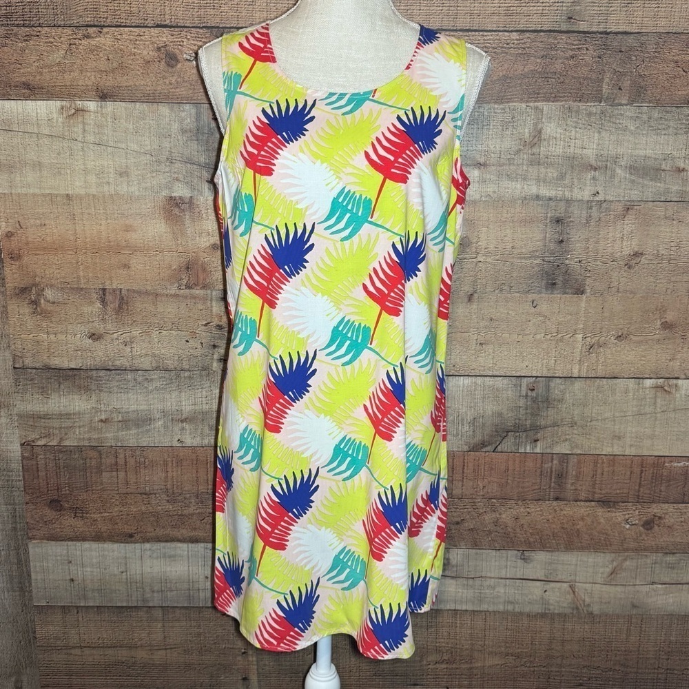 🌻 MARINE LAYER Palm Print Verdure Shift Dress size Medium - Picture 2 of 9
